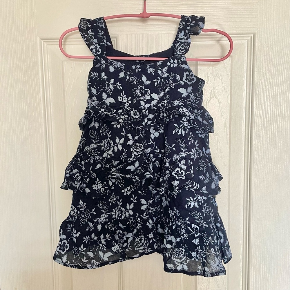 Janie and Jack Navy Floral Tiered Ruffle Dress